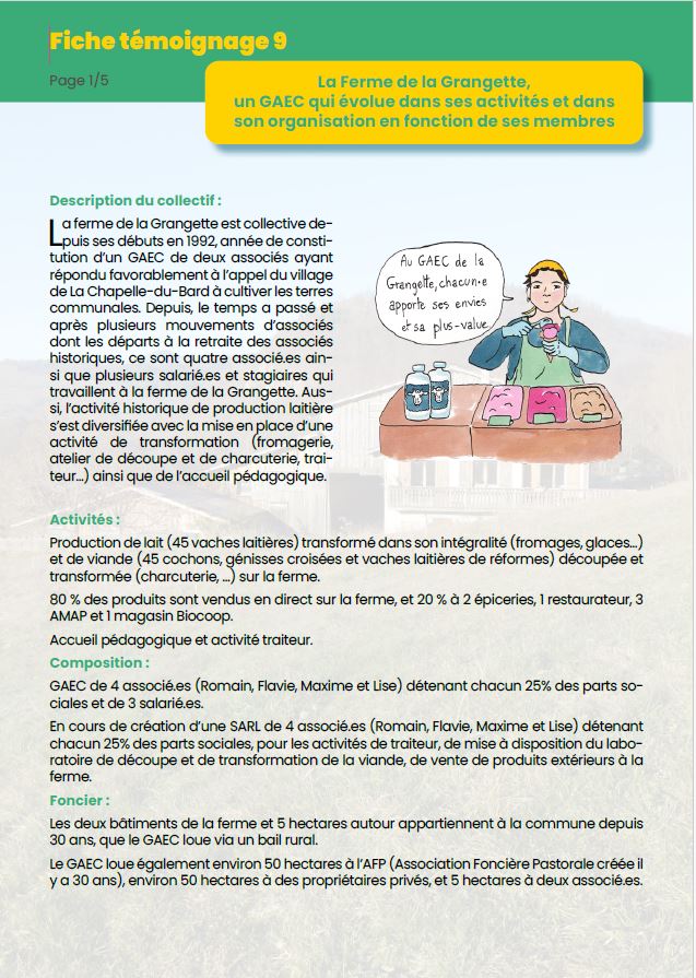 Fiche témoignage 9 - La Ferme de la Grangette évolue dans son organisation en fonction des membres