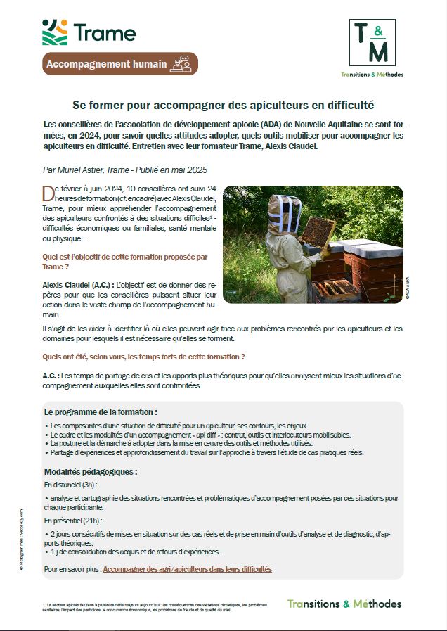Se former pour accompagner des apiculteurs en difficulté
