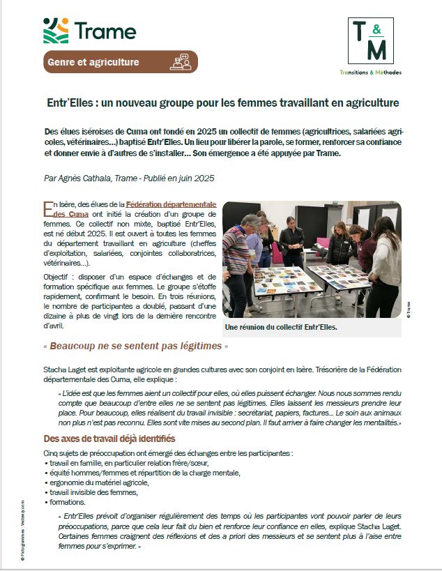 Entr’Elles : un nouveau groupe pour les femmes travaillant en agriculture