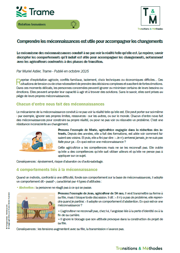 Comprendre les méconnaissances est utile pour accompagner les changements