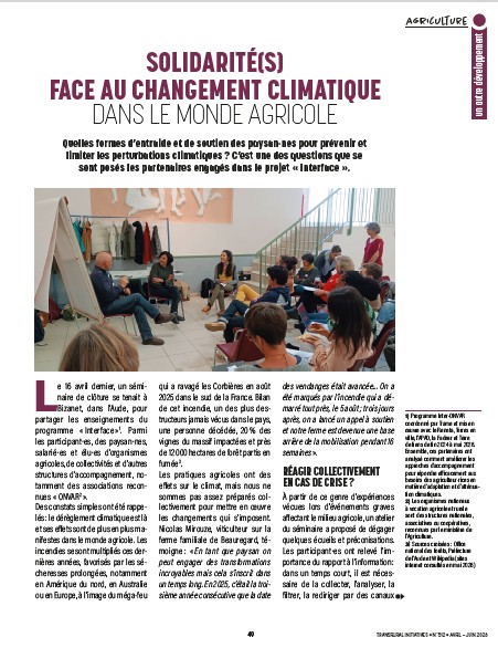 Solidarité face au changement climatique dans le monde agricole